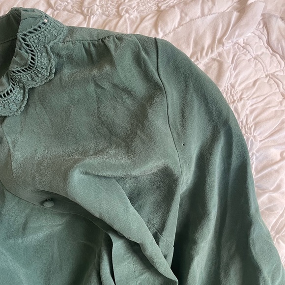 Sézane Elegant Teal Ruffle Blouse - Picture 6 of 6